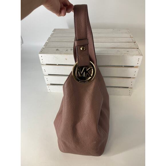 Michael Kors, large mauve leather shoulder bag - Picture 3 of 16